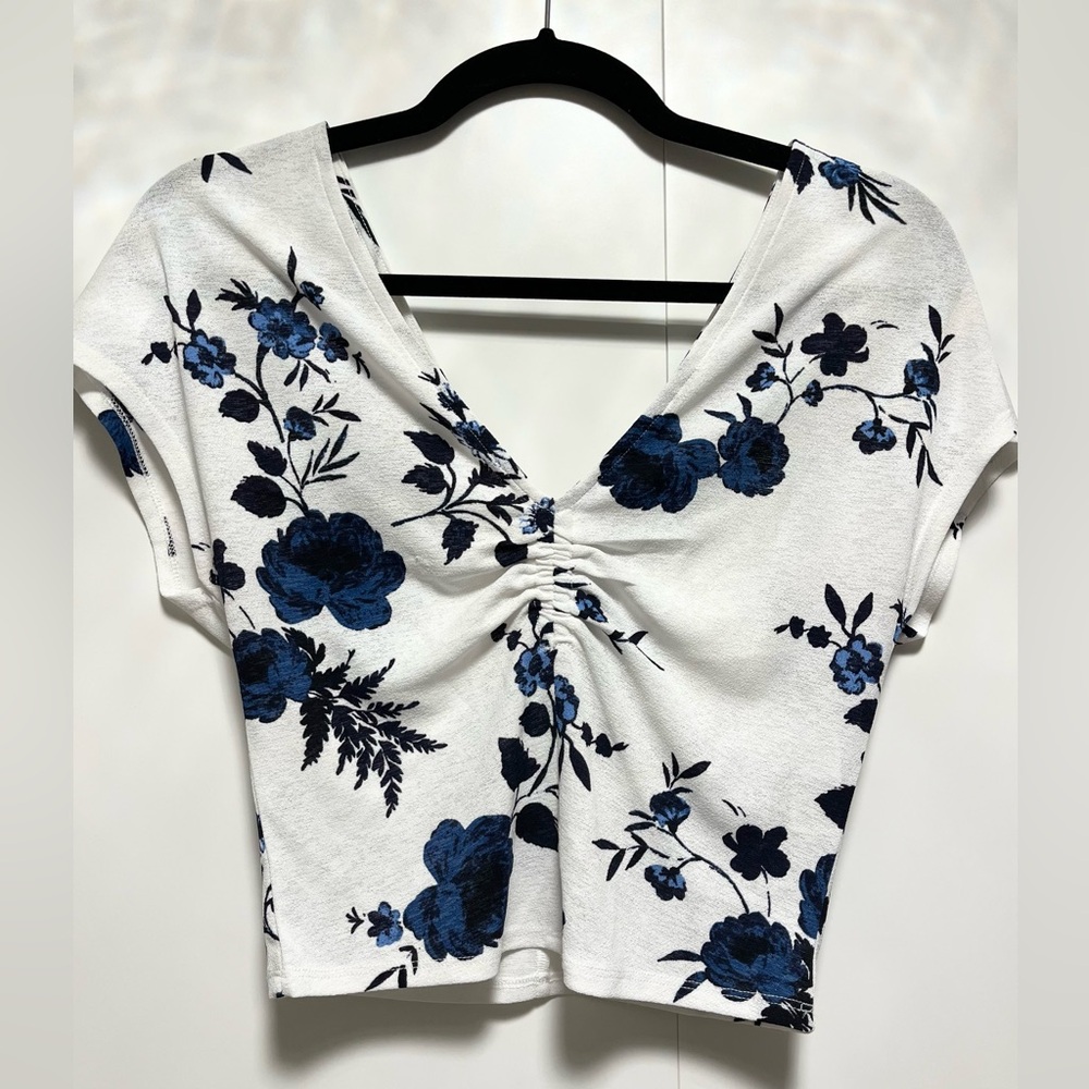 Blue Floral Crop Top
